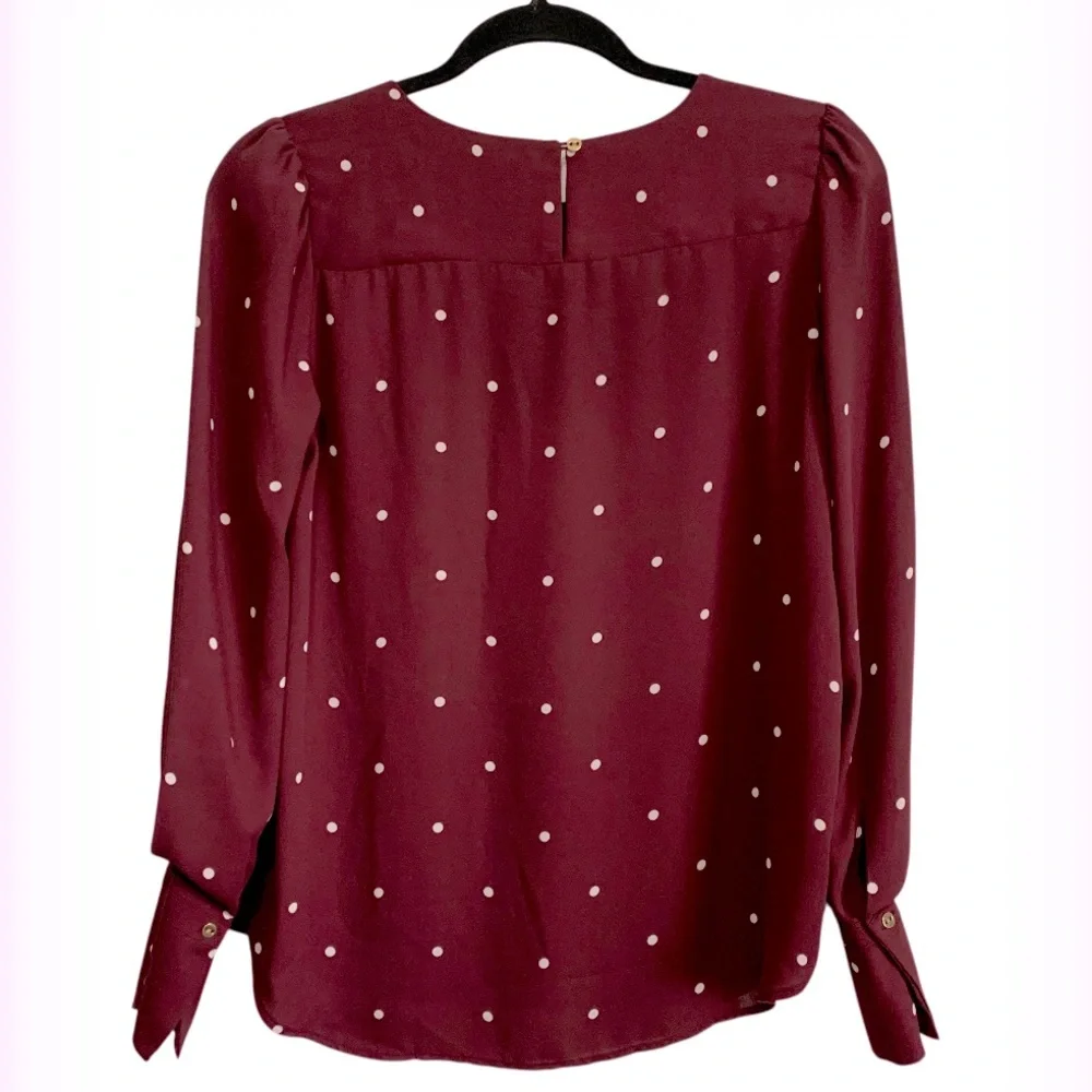 LOFT Polka Dot Lightweight Long Sleeves Blouse - Picture 2 of 5